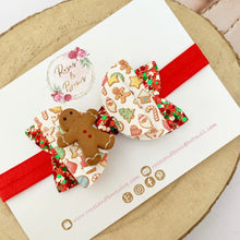 Load image into Gallery viewer, Christmas Gingerbread Hair Bow Headband or Clip