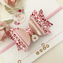 Load image into Gallery viewer, Pink love Letter Bow with Charm