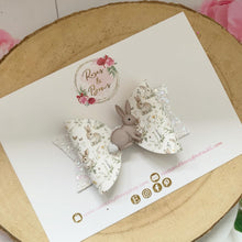 Load image into Gallery viewer, White Bunny Glitter Hair Bow Headband or Clip