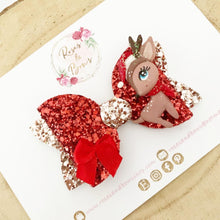 Load image into Gallery viewer, Christmas Reindeer Hair Bow Headband or Clip