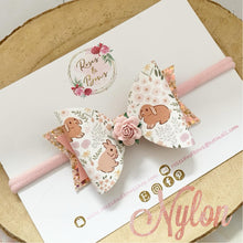 Load image into Gallery viewer, Peach Bunny Glitter Hair Bow Headband or Clip