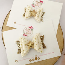 Load image into Gallery viewer, Gold Star Glitter Hair Bow Headband or Clip