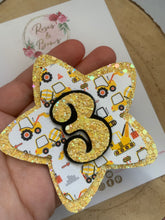 Load image into Gallery viewer, Tractor/Digger/Vehicle Birthday Badge - Birthday Glitter Badge