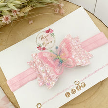 Load image into Gallery viewer, Pink Rainbow Butterfly Hair Bow Headband or Clip