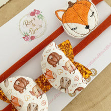 Load image into Gallery viewer, Fox Pumpkin Fox Hair Bow Set Headbands or Clips