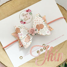 Load image into Gallery viewer, Peach Bunny Glitter Hair Bow Headband or Clip