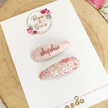 Load image into Gallery viewer, Personalised Pink Snap Hair Clips