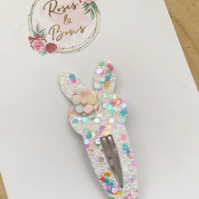 Load image into Gallery viewer, Rainbow Bunny glitter snap clip