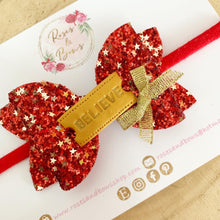 Load image into Gallery viewer, Christmas believe Hair Bow Headband or Clip