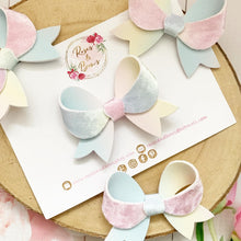 Load image into Gallery viewer, Velvet Ombré Rainbow Bow Headband or Clip