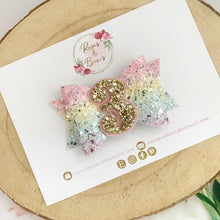 Load image into Gallery viewer, Raimbow birthday Glitter Hair Bow - Birthday Headband - Birthday Hair Clip