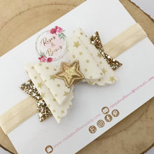 Load image into Gallery viewer, Gold Star Glitter Hair Bow Headband or Clip