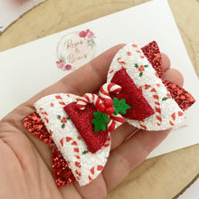 Load image into Gallery viewer, Candy Cane Hair Bow Headband or Clip