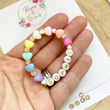 Load image into Gallery viewer, Girls Rainbow Heart Personalised Bracelet