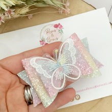 Load image into Gallery viewer, Rainbow Butterfly Hair Bow Headband or Clip