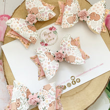 Load image into Gallery viewer, Peach Bunny Glitter Hair Bow Headband or Clip