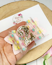 Load image into Gallery viewer, Rainbow Balloon Transparent Birthday Hair Bow Headband or Clip