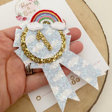 Load image into Gallery viewer, Rainbow Number Birthday Badge rainbow in the clouds