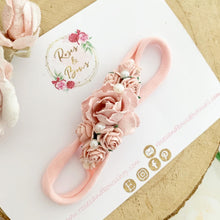 Load image into Gallery viewer, Pink Floral pearl headband