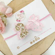 Load image into Gallery viewer, Pink Rainbow Birthday Hair Bow Headband or Clip