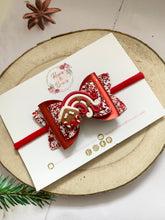 Load image into Gallery viewer, Red Gingerbread House Hair Bow Clip or Headband
