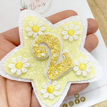 Load image into Gallery viewer, Birthday Badge - yellow Daisy Birthday Glitter Badge