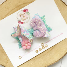 Load image into Gallery viewer, Mermaid Birthday Hair Bow - Birthday Headband - Birthday Hair Clip