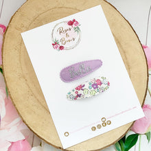 Load image into Gallery viewer, Personalised Purple Snap Hair Clips