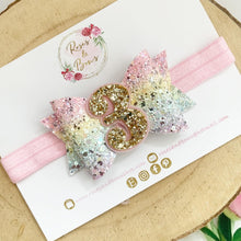 Load image into Gallery viewer, Raimbow birthday Glitter Hair Bow - Birthday Headband - Birthday Hair Clip