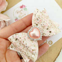 Load image into Gallery viewer, Pink Heart valentines Hair Bow Headband or Clip
