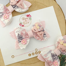Load image into Gallery viewer, Pink winter deer Hair Bow Headband or Clip