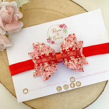 Load image into Gallery viewer, Red heart Valentines Valentine’s Day hair Bow Headband or Clip