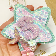 Load image into Gallery viewer, Mermaid Tail Birthday Badge - Birthday Glitter Badge