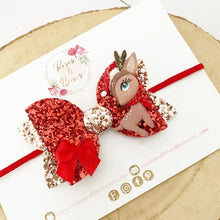 Load image into Gallery viewer, Christmas Reindeer Hair Bow Headband or Clip