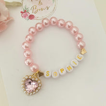 Load image into Gallery viewer, Girls Pearl Heart Valentine’s Day Valentines Bracelet
