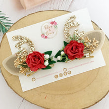 Load image into Gallery viewer, Red and Gold stand up antler clips