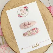 Load image into Gallery viewer, Personalised Pink Snap Hair Clips
