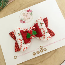 Load image into Gallery viewer, Candy Cane Hair Bow Headband or Clip
