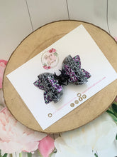 Load image into Gallery viewer, Spider Halloween Glitter Bow Headband or Clip
