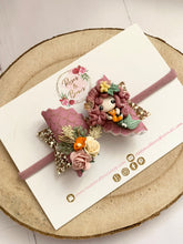 Load image into Gallery viewer, Autumn Mermaid Glitter Bow Headband or Clip