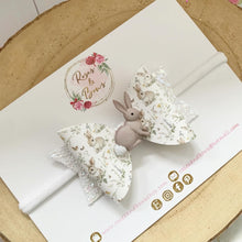 Load image into Gallery viewer, White Bunny Glitter Hair Bow Headband or Clip