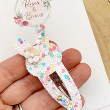 Load image into Gallery viewer, Rainbow Bunny glitter snap clip