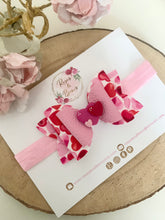 Load image into Gallery viewer, Pink and Red Valentine’s Day Hair Bow Headband or Clip