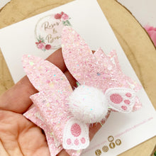 Load image into Gallery viewer, Easter Bunny Hair Bow Headband or Clip - Pink Bunny Rabbit Ears Hair Bow - cotton tail bow