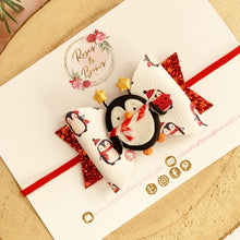 Load image into Gallery viewer, Christmas Red Penguin Hair Bow Clip or Headband