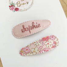Load image into Gallery viewer, Personalised Pink Snap Hair Clips