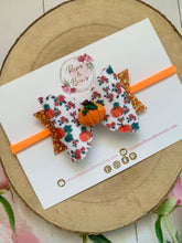 Load image into Gallery viewer, Pumpkin Halloween Glitter Bow Headband or Clip