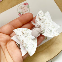 Load image into Gallery viewer, White Bunny Glitter Hair Bow Headband or Clip