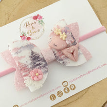 Load image into Gallery viewer, Pink winter deer Hair Bow Headband or Clip
