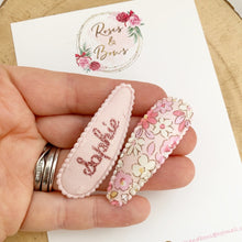 Load image into Gallery viewer, Personalised Pink Snap Hair Clips